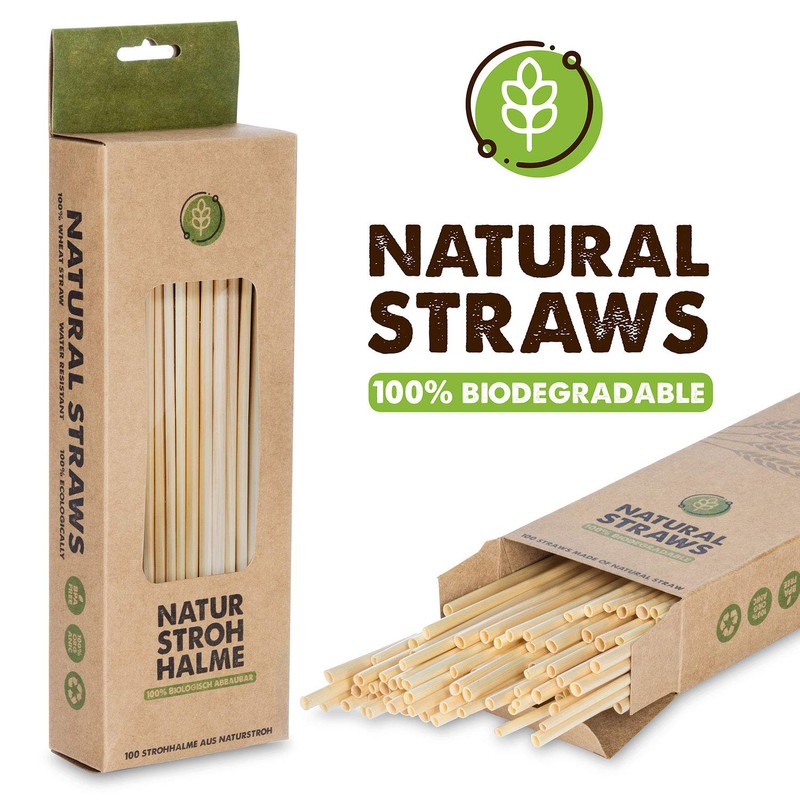 Organic Wheat Straws, Reusable, Environmentally Friendly Drinking Straws, Set of