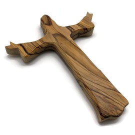 Small Wooden Cross for Wall Carved in the shape of the Crucifix Cross, Olive Wood Cross Jesus Christ Resurrection Cross Wall Décor, Holy Cross Wall Decor, Religious Easter Decorations for Home