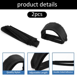 Fahrradpedalriemen, 2 Stück, reines Schwarz, Klettverschluss, rutschfest, für Fahrradpedale, Fußstreifen-Set, verstellbar, doppeltes Klebeband, für Fahrräder, Zuhause oder Fitnessstudio (schwarz)