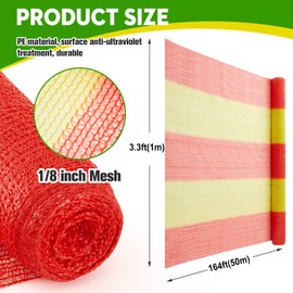 Maasechs 1 Roll 3.3' x 164' Safety Snow Fence Net HDPE High Visibility Temporary Barrier Construction Netting Safety Warning Roadblock for Snow Fencing Garden Poultry Driveway (Red and Yellow)