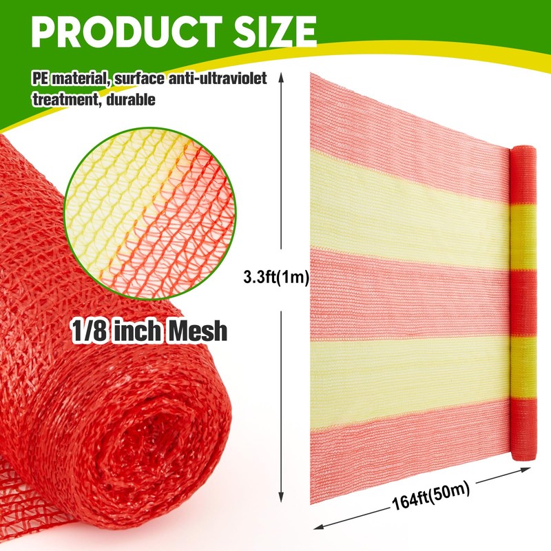 Maasechs 1 Roll 3.3' x 164' Safety Snow Fence Net