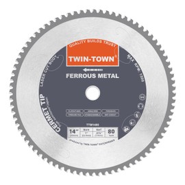TWIN-TOWN 14-Inch 80 Teeth Dry Cut Mlid Steel and Ferrous Metal Cermet Saw Blade with 1-Inch Arbor