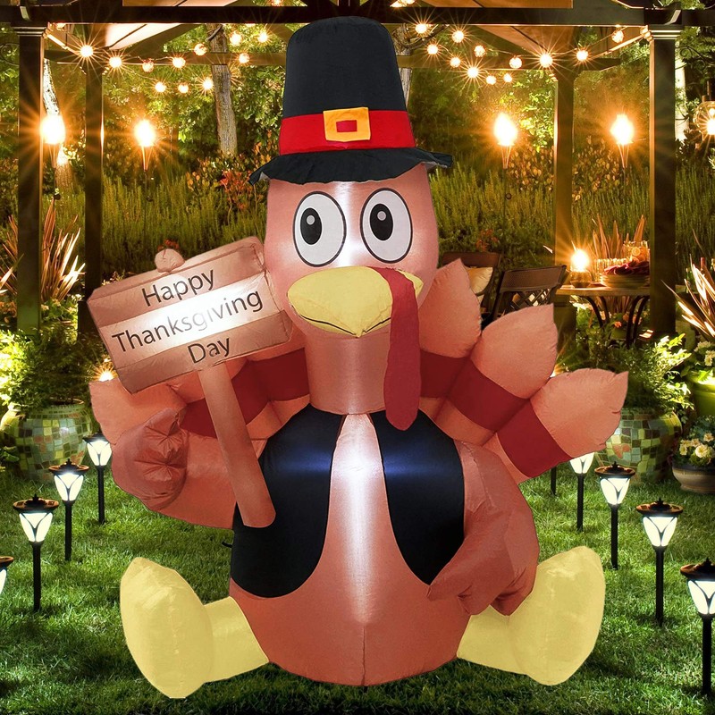 FUNPENY Thanksgiving Decoration Inflatable Turkey, 6FT Lighted Blow up Turkey
