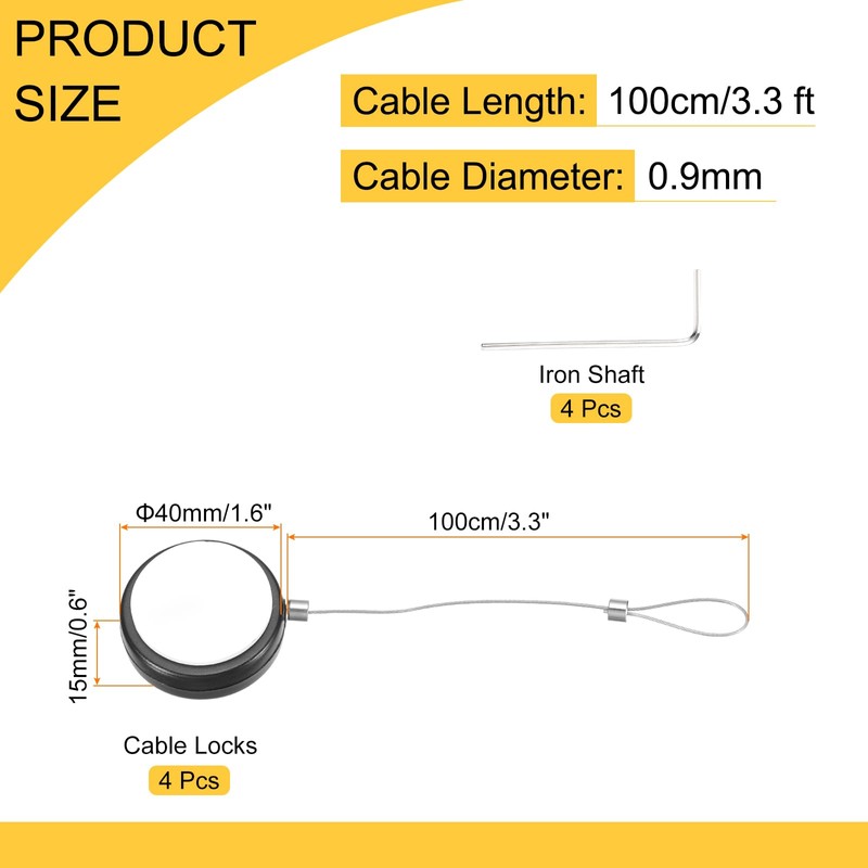 MECCANIXITY 3.3ft Retractable Cable Lock with Latch Remote Control Security