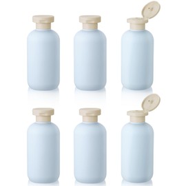 Yimomoyi 6 PCS Shampoo Travel Bottles, 200ml Refillable Travel Bottles Set for Toiletries,Empty Plastic Squeeze Bottles with Flip Cap for Conditioner, Lotions and Creams (Light Blue)
