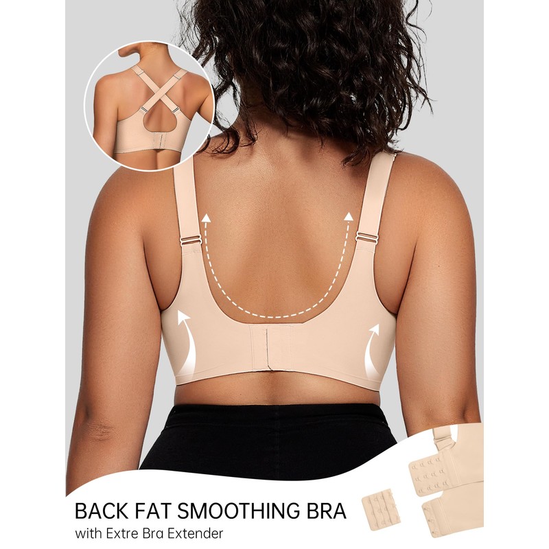 OEAK Womens Wireless Bras V Mesh Comfortable Bralette Supportive Tshirt