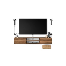 Maykoosh Classic Charm 70 inches Luxurious and Durable Floating TV Stand Wall Mounted Entertainment Center with Cable Management, Sturdy Floating Entertainment Center Walnut