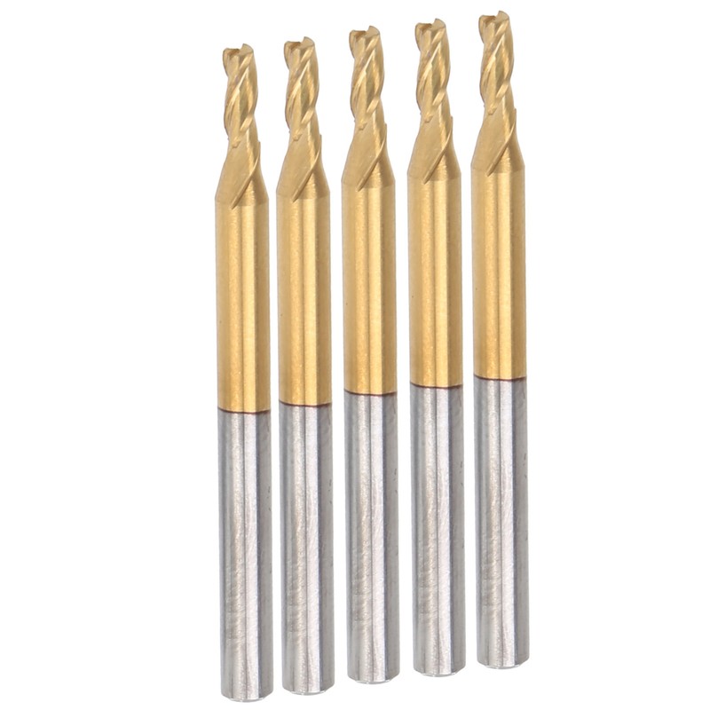 5Pcs 3Flute Flat End Milling Cutter Round Shank TiPlated Accessories