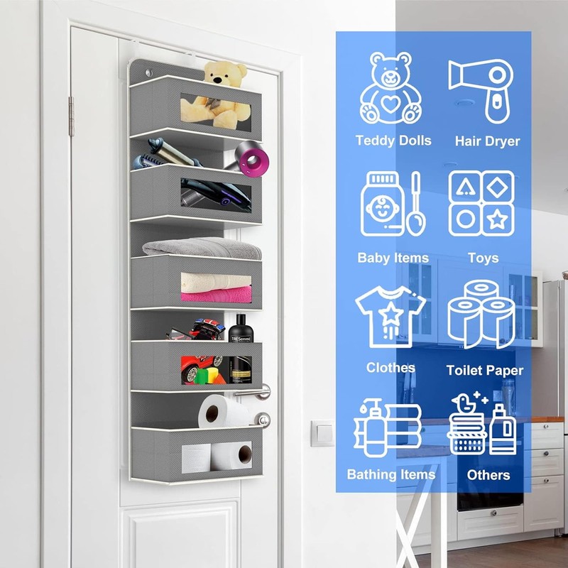 plastific 5 Tier Hanging Wardrobe Storage Shelf Organiser Breathable Closet