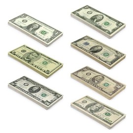 Scratch Cash Mini Bundle Dollar Old Style Money to Play (Real Size) 175 Banknotes - 7 Bundles of 25 x $1, 2, 5, 10, 20, 50 and 100