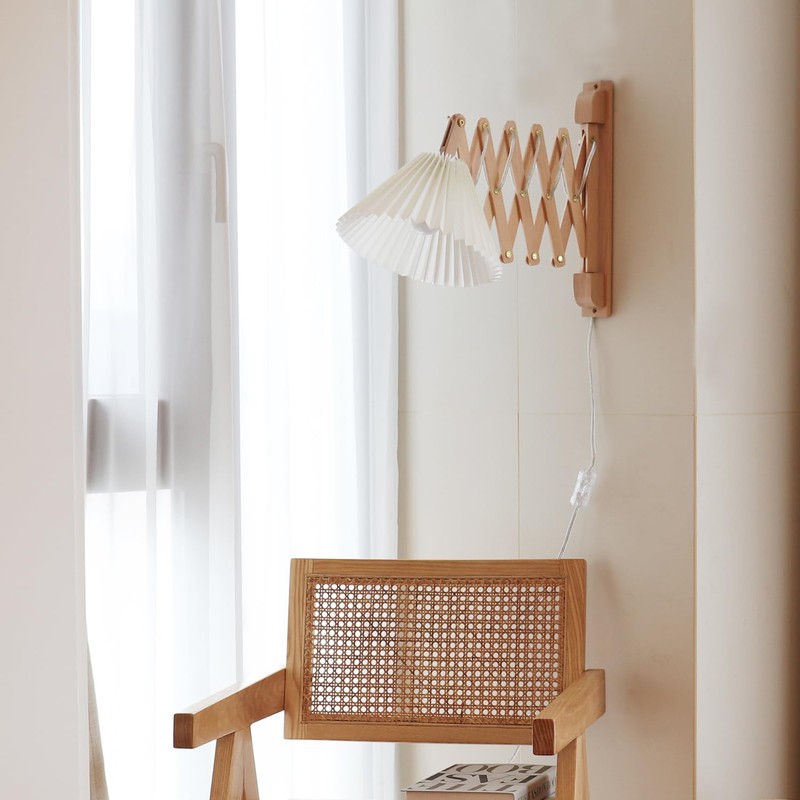 PEAUARL Plug in Mounted Wall Sconce, Swing Arm Wall Lamp