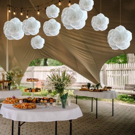 BRT Bearingshui BRT Bearingshui Crepe Paper Flowers Decoration for Wall Total 9 Pcs, Artificial Flowers for Wedding Decor,Flower Backdrop Decor, Baby Bridal Shower Birthday Party, White 3D Wall Flowers Decor