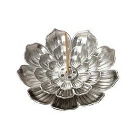 Lotus Shape Incense Holder with Incense Stick Tray:Multi-Functional Incense Burner and Stick Holder Combo,Detachable Incense Burner,Meditation Yoga Relaxation,Home Decor Incense Holders (Silver)