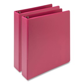 Samsill Earth’s Choice, Durable Fashion Color 3 Ring View Binder, 1.5 Inch Round Ring, Up to 25% Plant Based Plastic, Eco-Friendly, Biobased, Pink Berry, Value 2 Pack