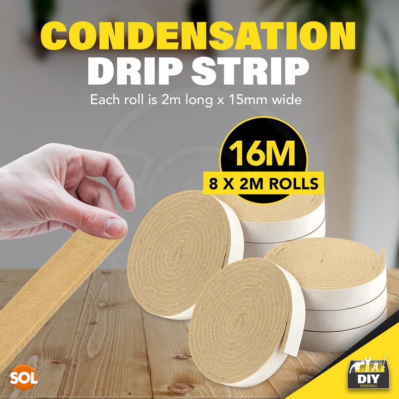 SOL 8pk Condensation Drip Strip - 2mx15mm Absorbent Tape for