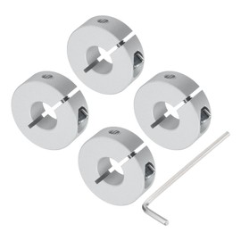 uxcell Single Split Shaft Collar Set for 13mm Shaft, One-Piece 4pcs Clamping Collars 30mm OD, 10mm Thickness, Aluminum Alloy Clamp-On Collar with M4 Set Screws and a Wrench