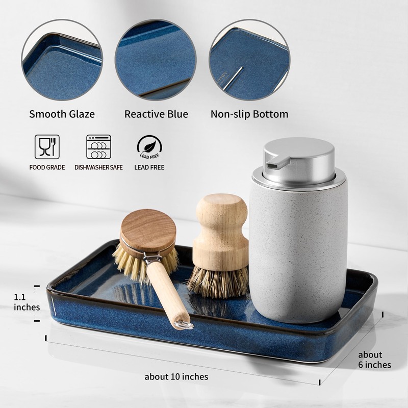 10"×6"×1" Bathroom Vanity Tray for Countertop- Ceramic Decorative Organizer Tray