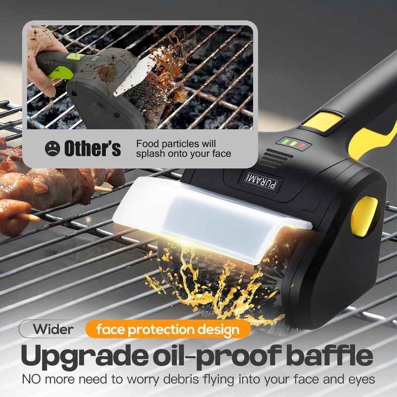 Battery Operated Grill Cleaner PURAMI Wireless Outdoor 360° Rotating Electric
