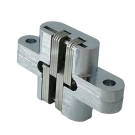 Smbbit Invisible Concealed Cross Hinges Wooden Doors,Zinc Alloy,2.36 in (59.8MM) Leaf Height, 0.5 in (12.8MM) Leaf Width, 0.7 in (17.6MM) Blade Thickness ,Satin Nickel Finish (1 Pair)