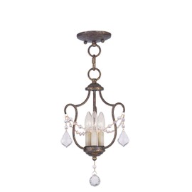 Livex Lighting 6420-71 Chesterfield 3 Light Convertible Hanging Lantern/Ceiling Mount, Hand Applied Venetian Golden Bronze