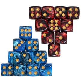 Colored Dice 20 PCS,16mm D6 Polyhedral Dice Set,6-sided Acrylic Dice for Classroom Math Learning Board Games Playing and Rolling (Blue Black and Red Black)