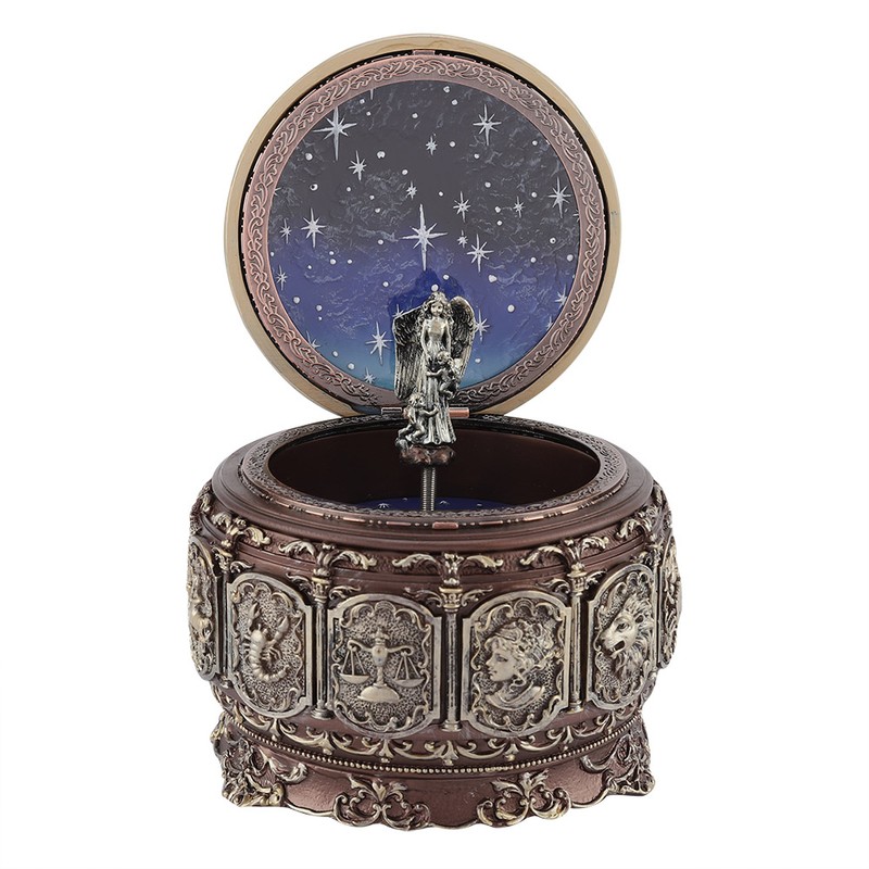 Vintage Music Box with 12 Constellations Rotating Goddess Twinkling LED
