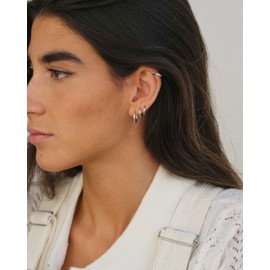 Sweetkiki 6 Pairs Leightweight Small Gold Hoop Earrings Sets, Hypoallergenic Huggie Earrings in 14K Real Gold Plated, Tiny | Cartilage Hoop Earring | Helix Earrings | for Women Men 24/7, Stainless