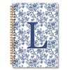 OINDADE Blue Chinoiserie Initial L Notebook Journal, Initial Gifts for