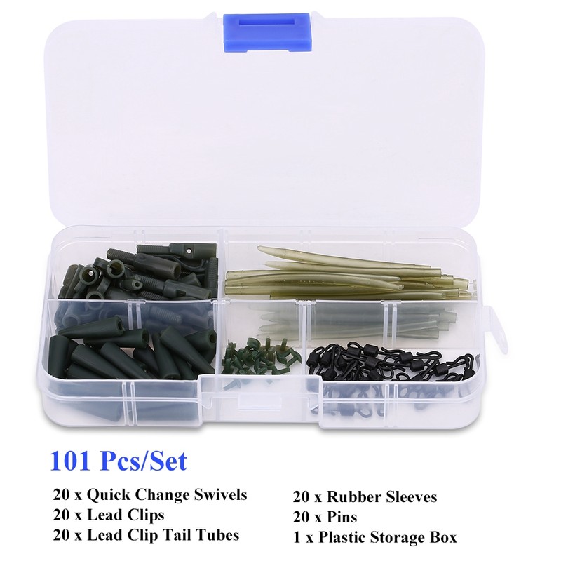 Carp Fishing Tackle Set Safety Lead Cips Tail Tubes Sleeves