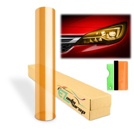 EZAUTO WRAP Free Tool Kit 12"x48" (1FT x 4FT) Glossy Orange Headlight Taillight Fog Light Side Marker Vinyl Tint Film Self Adhesive