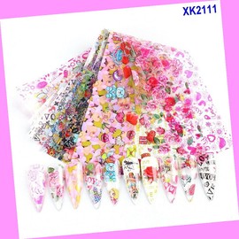 10pcs 20x4cm Rose Flower Love Valentine Day Nail Foil Transfer Sticker Xk2111 for Nails Design Nail Art Stickers Decals Supplies Manicure Tips Sticker Colorful for Nail Decorations