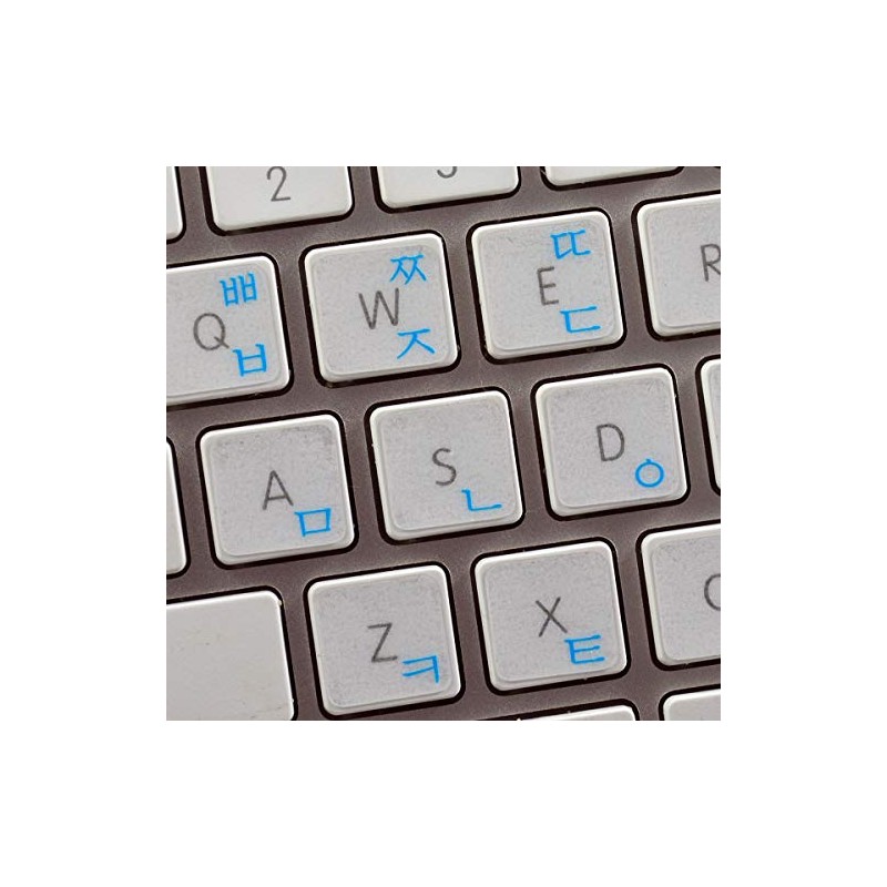 MAC Korean Keyboard Labels Layout with Blue Lettering ON Transparent