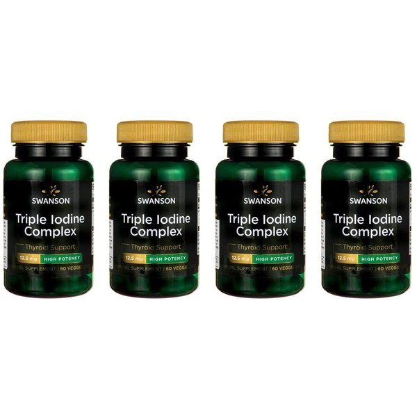 Swanson Triple Iodine Complex - High Potency 12.5 mg 60 Veg Caps 4 Pack