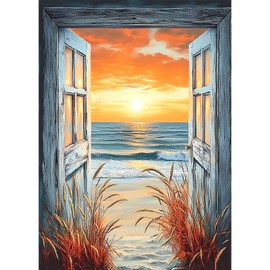 KEYIFA Diamond Painting Kits for Adults, 5D DIY Sunset Door Diamond Art Painting Full Drill Scenery, Gem Crystal Art Pictures Diamond Painting Kits, Home Wall Decor 30x40cm