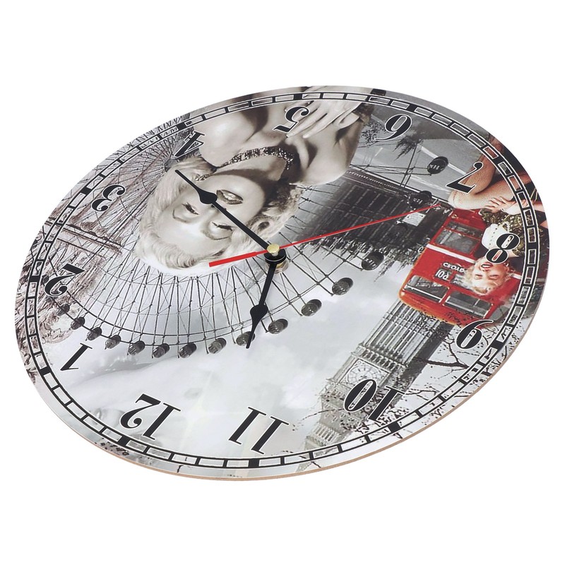 Wall Clock Antique Non Ticking Round Wall Clock Wooden Arabic