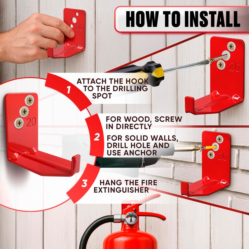 Set of 4 Fire Extinguisher Mount Bracket - 2.36″ ×