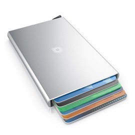 CSL - Kartenetui RFID Blocker PopUp - Aluminium Karten Schutzhülle - NFC RFID Abschirmung Blocking - Kreditkartenhülle - für bis zu 6 Karten, kompakt und stabil - sichere Aufbewahrung - Silber