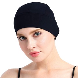 Man Elastic Lightweight Bamboo Night Sleep Cap For Chemo Patients Hair Loss(Black)