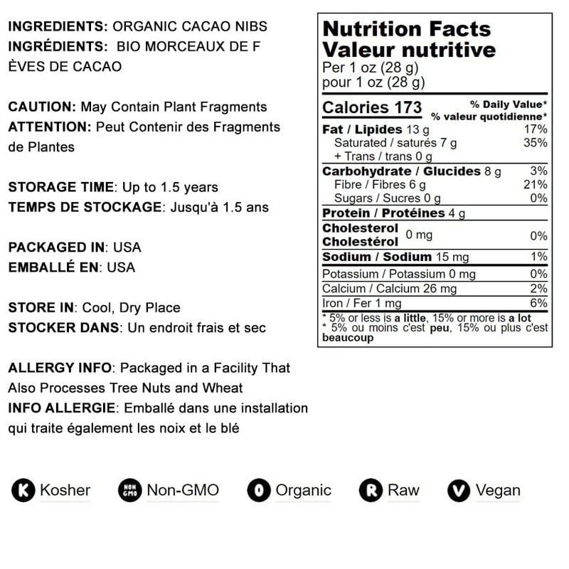 Food to Live Organic Cacao Nibs, 1 Pound – Unsweetened,