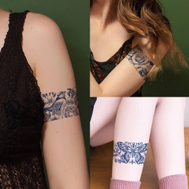 GLARYYEARS Arm Band Temporary Tattoo - 7 Pack Long Semi Permanent Tattoo for Women Girls, Realistic Flower Floral Style 2 Weeks Long Lasting Fake Tattoos, ArmBand Tattoos for Wrist, Ankle Circle