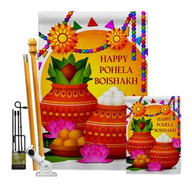 Ornament Collection Bangla Noboborsho Garden House Flag Kit Religious Faith Hope Grace Peace Dove Christian Religion Easter Decoration Banner Small Yard Gift Double-Sided, Made in USA