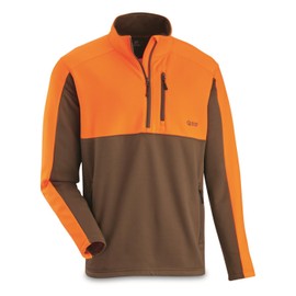 Guide Gear Men's Upland Quarter-Zip Fleece Pullover; Fall Season Hunting Jacket Branch/Blaze LARGE