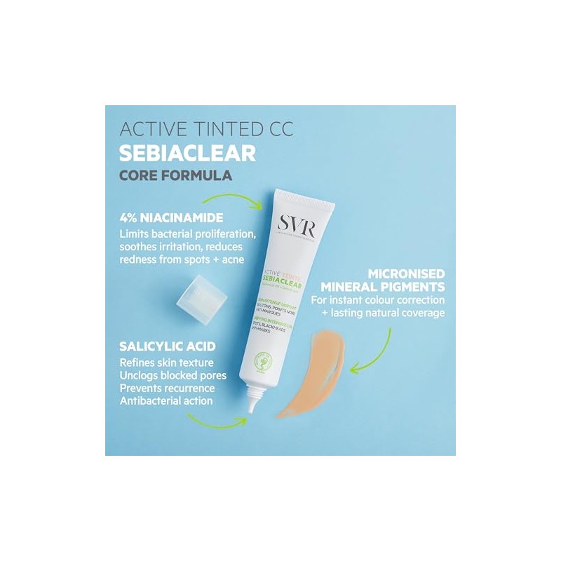 SVR Sebiaclear Active Teinte Crema con Color Hidratante y Reparadora