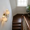 Pathson 2-Lights Linen Fabric Wall Sconce Light, Hardwired Double Curved