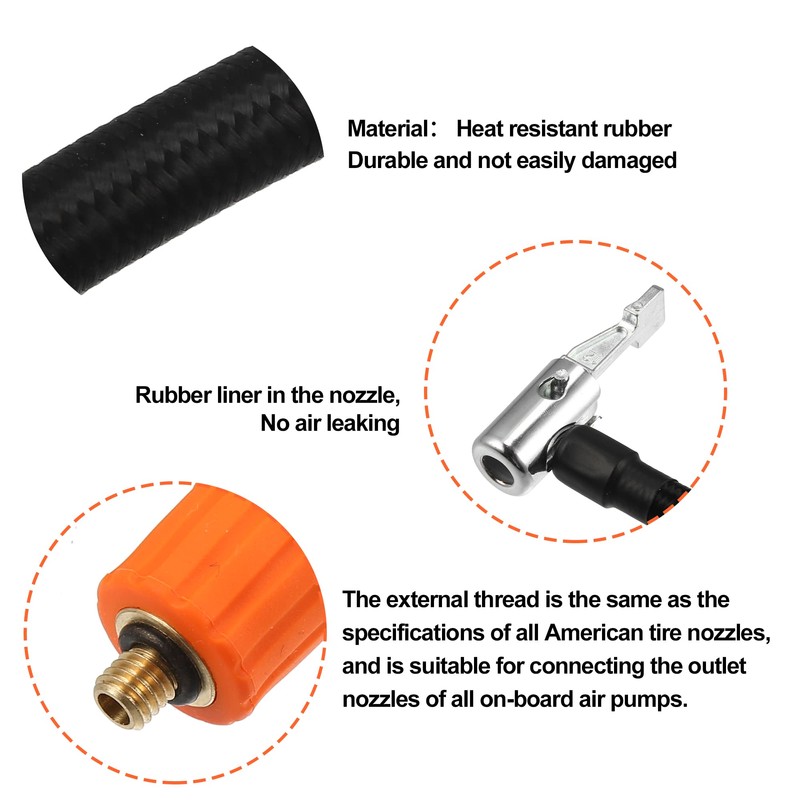 QUARKZMAN Car Tyre Inflator Extension Hose 30 cm with Lining