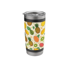 Fruit Pattern Pineapples Mangoes & Kiwis Stainless Steel Insulated Tumbler