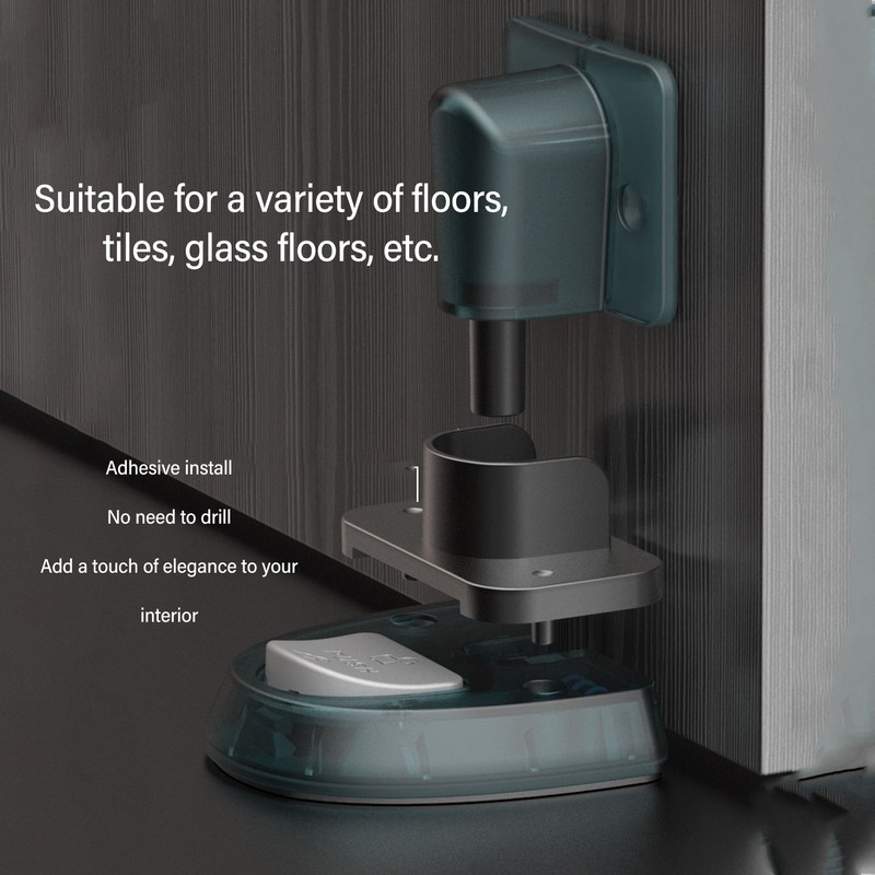 Floor Door Stopper Punch Free Windproof Ground Suction Function Quiet