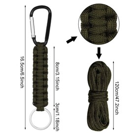 ieron Paracord Keychain with Carabiner Braided Lanyard Ring Hook Clip for Keys Flashlight Camping Hiking Outdoor Backpack 5 Pack, carabiner key ring