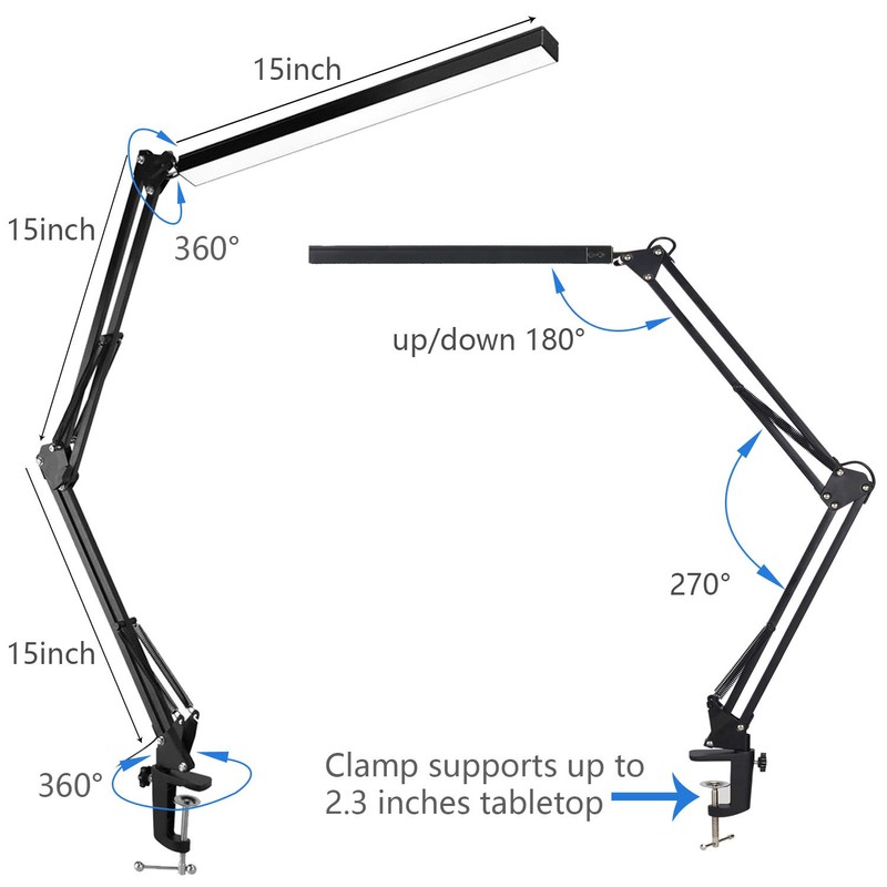 PSIVEN LED Architect Desk Lamp, Touch Control Metal Swing Arm