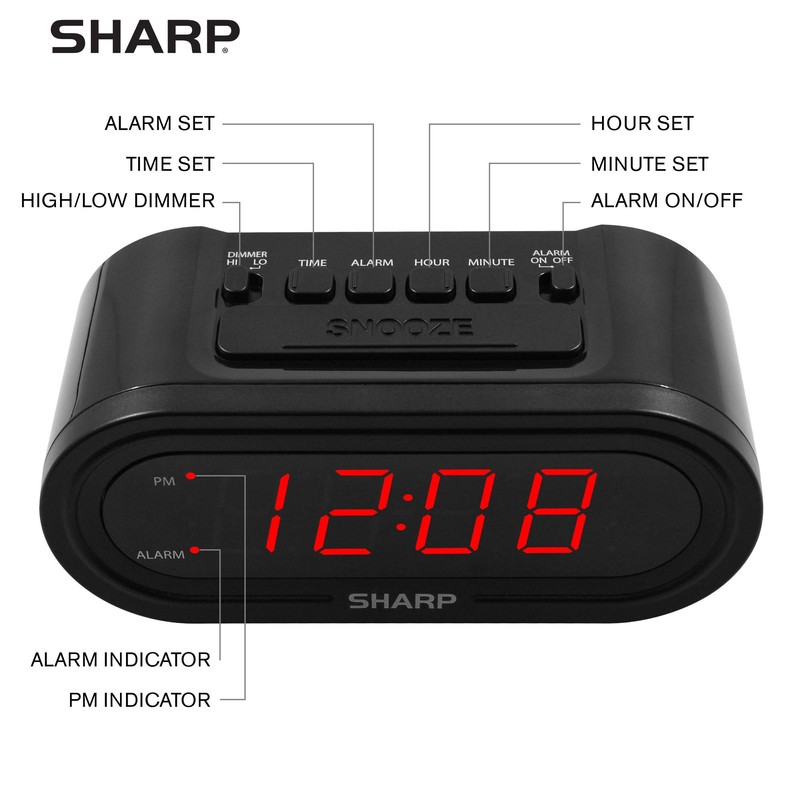 Sharp Digital Alarm with AccuSet - Automatic Smart Clock, Never